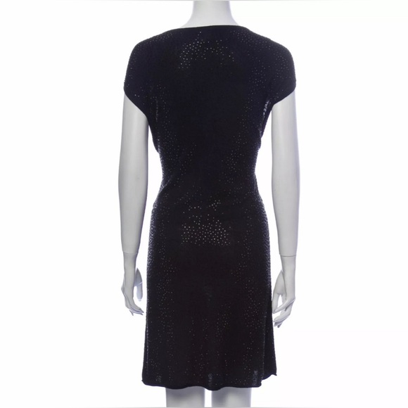 Alice + Olivia Black Crystal Sparkle Dress Size S Silk Lined Wool Blend - Picture 2 of 12
